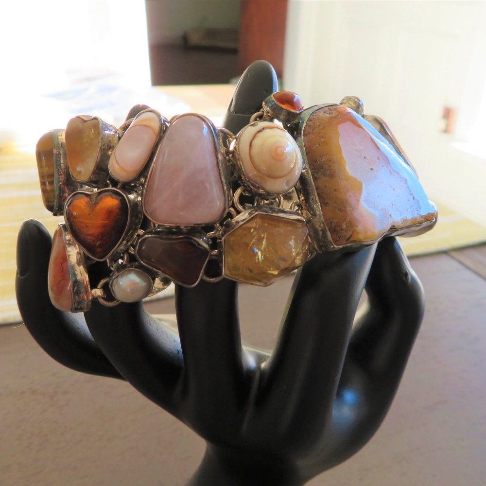 Silver Multi Stone Statement Bracelet - image 7